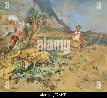 Antonino Letos Gemälde „Capri“ aus dem Jahr 1883 fängt die landschaftliche Schönheit der Insel Capri ein und zeigt die zerklüftete Küste und die mediterrane Landschaft, ein Wahrzeichen italienischer Landschaftskunst. Stockfoto