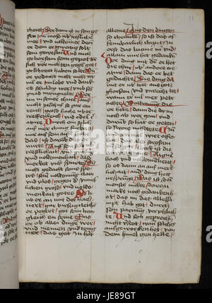 Eine Seite aus dem historischen Buch „DE CPG334“ von Beheim, das einen Auszug oder eine Illustration auf Seite 111 zeigt, die mittelalterliche Kunst und historische Erzählungen aus dieser Zeit widerspiegelt. Stockfoto