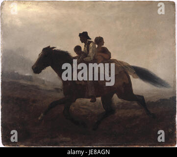 Ein Gemälde von Eastman Johnson mit dem Titel "A Ride for Liberty -- The Flüchtling Slaves", das eine Gruppe von Sklaven darstellt, die in die Freiheit flüchten. Stockfoto