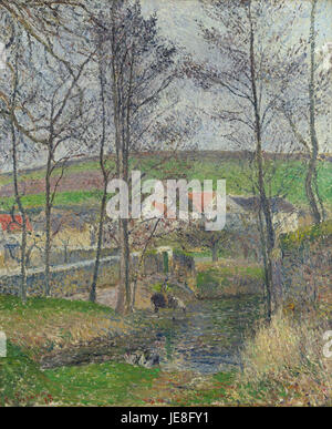 Camille Pissarro - Ufer des Viosne bei Ihrem bei grauem Wetter, winter- Stockfoto