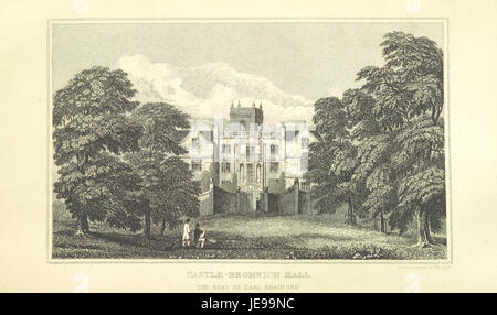 Castle Bromwich Hall, in der Nähe von Birmingham, England, wurde Anfang des 18. Jahrhunderts erbaut und ist ein wichtiges Beispiel georgianischer Architektur. Dieses Bild aus der Zeit um 1809 zeigt die Pracht der Halle, ein Symbol für das britische Landhausdesign und ein Beispiel für frühen neoklassischen Stil. Stockfoto