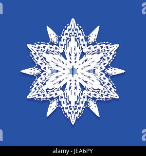 Frohe Weihnachten, 25 Dezember, Vektor-Design-Element. Handgezeichnete Maßwerk, ornamentale Schneeflocke Stock Vektor