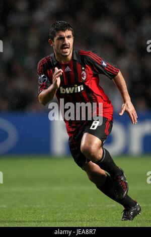 GENNARO GATTUSO AC Mailand CELTIC PARK GLASGOW Schottland 3. Oktober 2007 Stockfoto