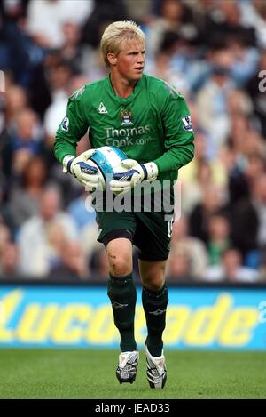 KASPER SCHMEICHEL MANCHESTER CITY V DERBY COUNTY CITY OF MANCHESTER STADIUM MANCHESTER ENGLAND 15. August 2007 Stockfoto