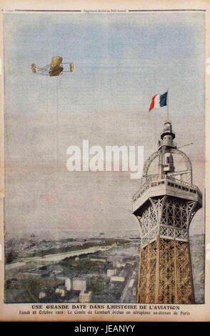 Carlos Alexandre, Conde de Lambert Sobrevoando ein Torre Eiffel keine Biplano Wrigth - 18 de Outubro de 1909