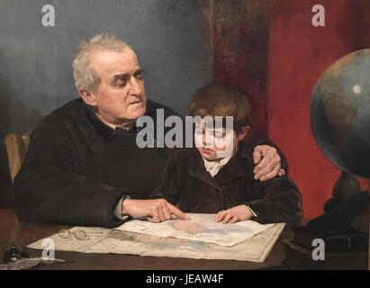 Ein Gemälde von Alfredo Valenzuela Puelma im National Museum of Fine Arts (MNBA). Das Kunstwerk ist bekannt für seine lebendige Darstellung von Landschaften und seine Beherrschung in Licht und Farbe. Stockfoto