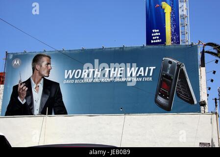 DAVID BECKHAM BILLBOARD LOS ANGELES GALAXY HOLLYWOOD BLVD HOLLYWOOD LOS ANGELES USA 21. Juli 2007 Stockfoto