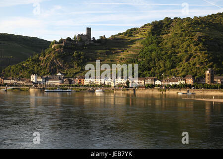 Gutenfels ist eine Burg oberhalb der deutschen Stadt Kaub in Rheinland-Pfalz. Stockfoto