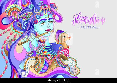 Happy Janmashtami-Feier-Art-design Stock Vektor