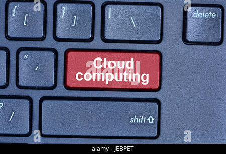 Cloud-computing Wörter auf Tastatur Taste pc Stockfoto