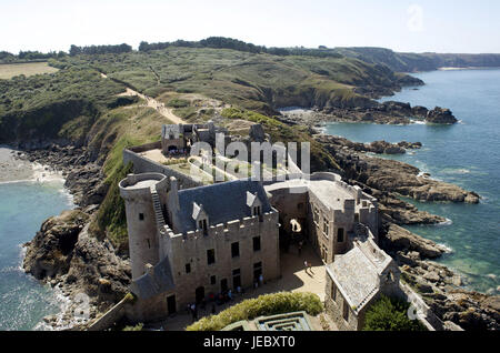 Europa, Frankreich, Bretagne, Cote D' Emeraude, Cap Frehel, Blick auf die Festung la Schlossbar, Stockfoto