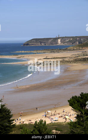 Europa, Frankreich, Bretagne, Cote D' Emeraude, Cap Frehel, Sables-d ' or-Les-Pin, Blick auf einen Strand, Stockfoto