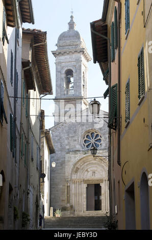 Europa, Italien, Toskana, Val d ' Orcia, San Quirico d ' Orcia, Blick auf die Kirche Collegiata Stockfoto