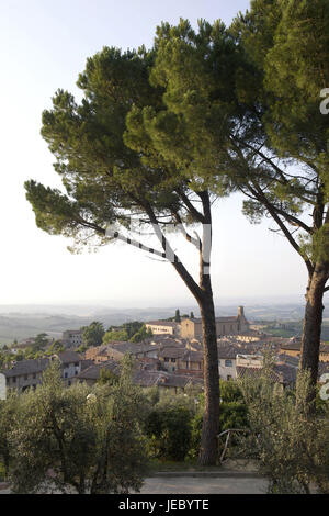 Italien, Toskana, Val d ' Elsa, San Gimignano, Blick über die Stadt, Stockfoto