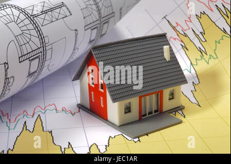 Der Bau von einem Haus Musterhaus, Architektenbüro Plan, Bau, Bau von einem Haus Architektur, bauen, Layout, Plan, Plan, Shell, Modell, Modell, Immobilien, Architektur, Zeichnung, Abonnement, Symbol, Einfamilienhaus, Gebäude, Bau von einem Haus, Haus kaufen, Shop, Plan des Architekten, Euro, Eurolight, Banknoten, Stockfoto