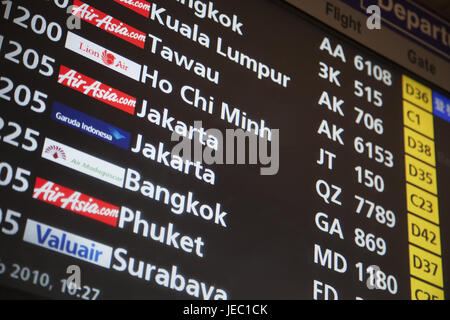 Singapur, Flughafen, Kennzeichen panel, Asien, Start, Informationen, Reisen, Flugreise, Urlaub, niemand, Tourismus, Informationen, Flugnummern, Flugnummern, Tore, Tor Nummer, Nummern, Stockfoto