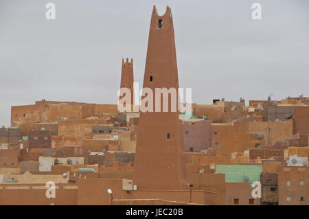 Das Dorf el Atteuf in das UNESCO-Weltkulturerbe M'Zab, Algerien, Afrika, Stockfoto