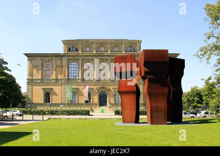 Deutschland, Oberbayern, München, alte Bildergalerie, Bayern, Kultur, Kunst, Gebäude, Struktur, Museum, Museumsbau, Museumskomplex, modern, Architektur, Kunst, Detail, in 1997, Stahl, Rost-rot, Rost, Stahl-Skulptur, St. niemand, Europa, Süddeutschland, Bayern, state Capital, Ort von Interesse, Tourismus, Reisen, Stadt reisen, Architektur, Fassade, Außenansicht, draußen, Gebäude, Malerei, Sammlung von Geschichte, Kultur, Kunst, Malerei, Bilder, Bildergalerie, draußen , Skulptur, Kunst, 1997, Stahl, Stahlskulptur, St. Stockfoto