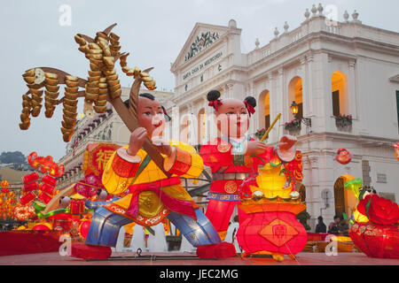 China, Macao, Senatsplatz, Charaktere zum chinesischen Neujahr fest, Stockfoto