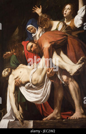 Italien, Rom, Vatikan, Vatican breiten Museen, Bildergalerie, Kreuzabnahme Christi von Caravaggio, Stockfoto