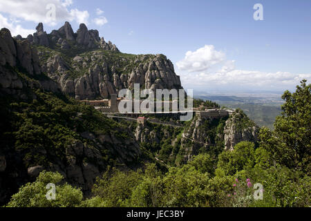 Spanien, Katalonien, Blick auf das Kloster von Montserrat, Stockfoto