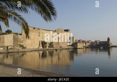 Europa, Frankreich, Collioure, Château Royal und Notre-Dames-des-Anges, Stockfoto