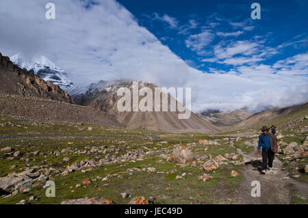 Pilger verpflichten den Kailash Kora, West-Tibet, Asien, Stockfoto