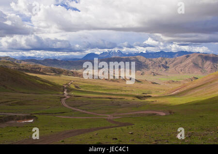 Hochalpinen Bergsee vor der Himalaya-Catena entlang der südlichen Straße nach West-Tibet, Asien, Stockfoto