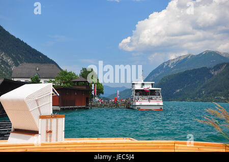 Österreich, Tirol, Pertisau, Achensee, Baden Steg, Rofangebirges, Strandkörbe, Stockfoto