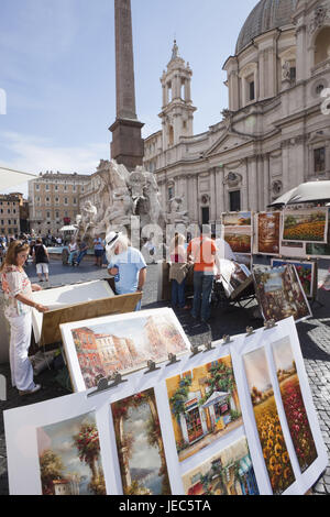 Italien, Rom, Piazza Navona, Produktion Maler, Tourist, vier-Strom gut, Stockfoto