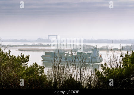 Deutschland, Hamburg, Fissuren, Wittenbergen, Wittenbergener Ufer, Elbe, Schiff, Stockfoto