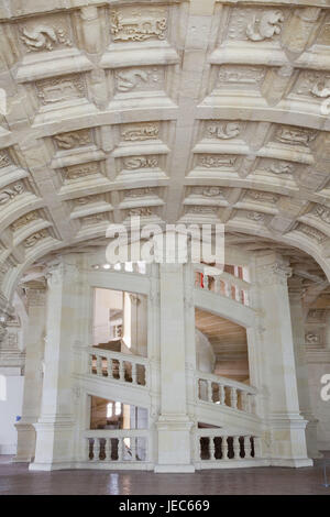 Frankreich, Loire-Tal, Schloss Chambord, Innenaufnahme, Treppen, Stockfoto