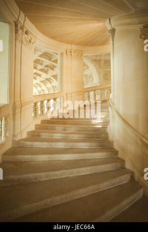 Frankreich, Loire-Tal, Schloss Chambord, Innenaufnahme, Treppen, Stockfoto