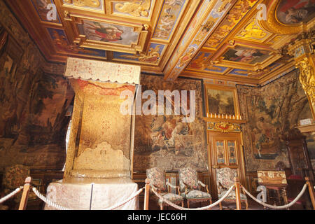 Frankreich, Loire-Tal, Schloss Cheverny, Innenaufnahme, königliche Schlafzimmer, Stockfoto