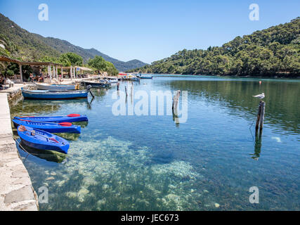 Kleinen Fischen Dorf von Soline am Eingang zu den Jezero Seen im Nationalpark Mljet Kroatien Stockfoto