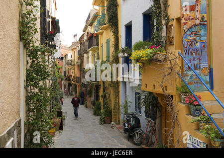 Europa, Frankreich, Touristen in Collioure, Stockfoto