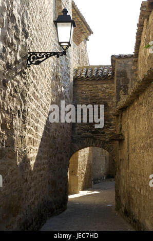 Spanien, Andalusien, Baeza, Iglesia de San Francisco, Ruinen, Laterne im Vordergrund, Stockfoto