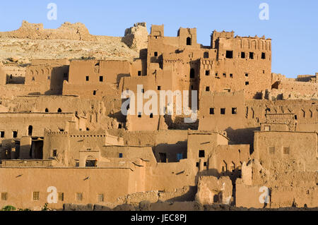 Marokko, Aït-Ben-Haddou, lokale Ansicht, mucky Häuser, Afrika, Nordafrika, Ort, Ksar, Häuser, mucky Bauweise, in der Regel in der Regel für Land, Architektur, mucky Architektur, draußen, menschenleer, Ort von Interesse, UNESCO-Weltkulturerbe, Ziel, Stockfoto