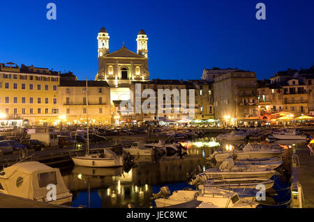 Frankreich, Korsika, Bastia, Blick auf die Stadt, Hafen, Abend, Stockfoto