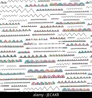 Hand gezeichnet abstrakte Muster in Memphis-Stil. Vektor bunten nahtlose Hintergrund für Wallpaper, Verpackung, Textil-Design, Oberflächenstruktur, Stoff. Stock Vektor