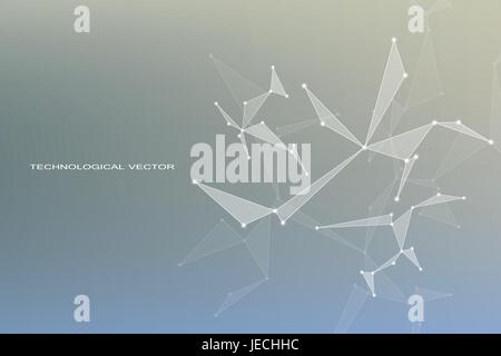 Struktur des molekularen Teilchen und Atom, polygonale Hintergrund, Technik und Wissenschaft abstraktes, Vektor-Illustration. Stock Vektor