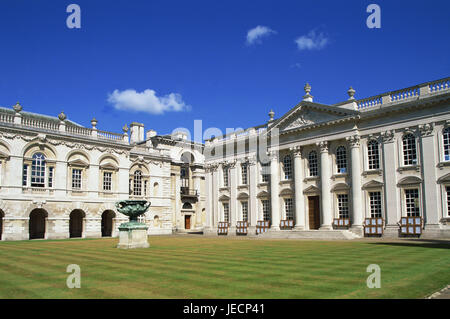 Großbritannien, England, Cambridgeshire, Cambridge, Senate House, Europa, Stadt, Ziel, Ort von Interesse, Gebäude, Struktur, Architektur, Architektur, Universität, Uni-Gebäude, Fassade, Rasen, menschenleer, Stockfoto