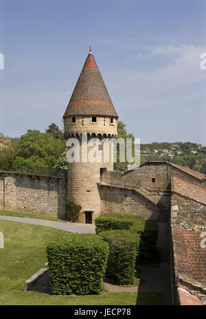 Frankreich, Burgund, Departement Saone-et-Loire, Cluny, der Benediktiner-Abtei, defensive Nordwand, Wachturm, Stockfoto