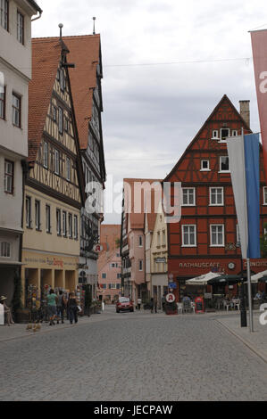 Deutschland, Bayern, Nördlingen, Straße, alte Stadt, Haus Fassaden, historisch, Stockfoto