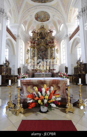 Deutschland, Bayern, verwunschen, Kloster Heilig Kreuz, Kirche, innere Ansicht, Stockfoto