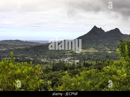 Hawaii, Oahu, USA, Blick auf Nuuanu Pali Ausschau, Stockfoto