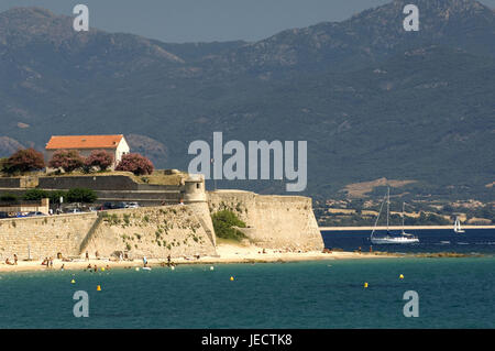 Frankreich, Corsica, Ajaccio, Altstadt, Festung, Meer, Strand, Stockfoto