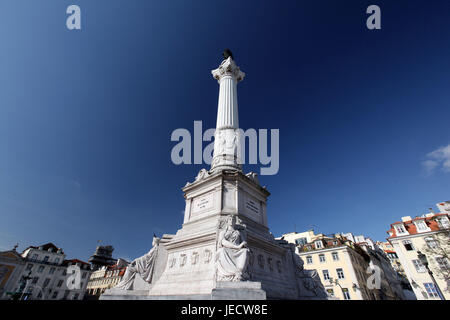 Portugal, Lissabon, Stadtzentrum, Platz Praca Rossio, Säule, Denkmal, Don Pedro IV, Stockfoto