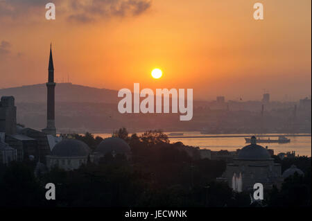 Türkei, Istanbul, sultan's Ahmed Moschee, blaue Moschee bei Sonnenuntergang, Stockfoto