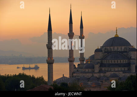 Türkei, Istanbul, sultan's Ahmed Moschee, blaue Moschee im Abendlicht, Stockfoto